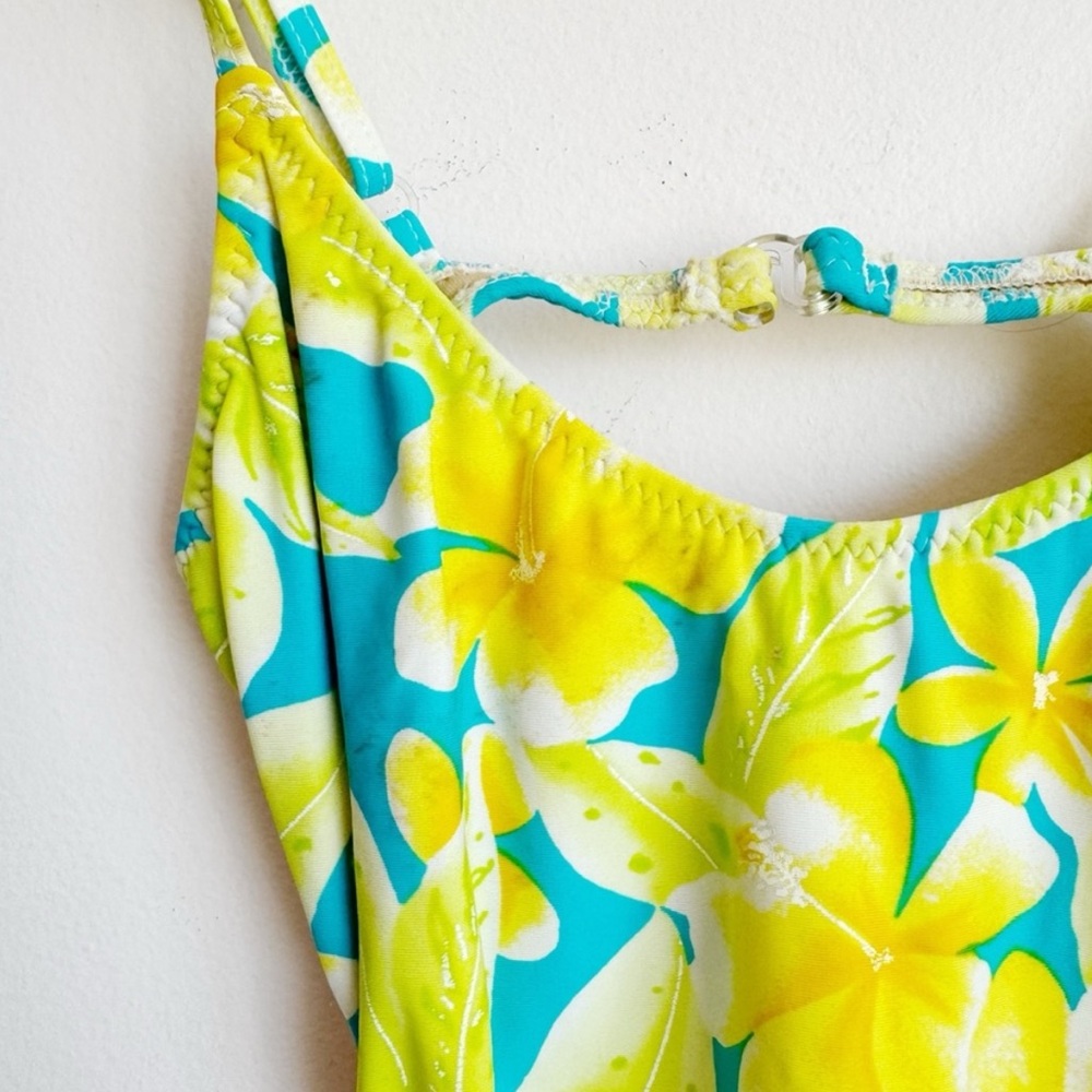Women’s Yellow Floral One-Piece Swimsuit - Picture 2 of 5